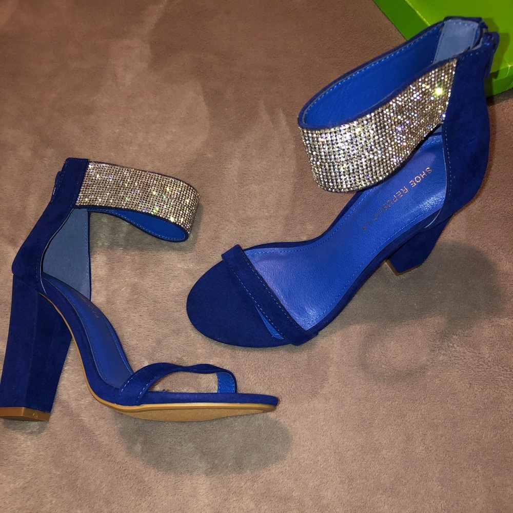 Royal blue chunky heels